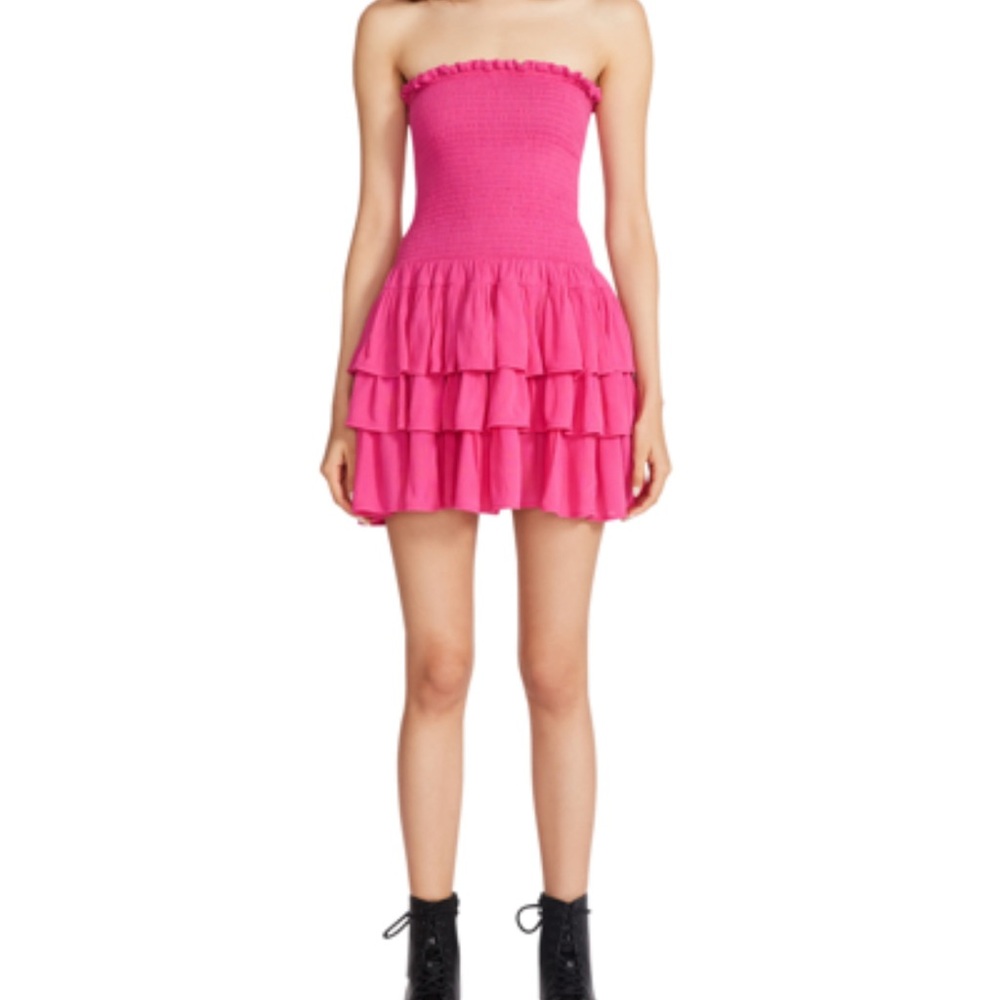 Betsey Johnson Pink Strapless Ruffled Sundress